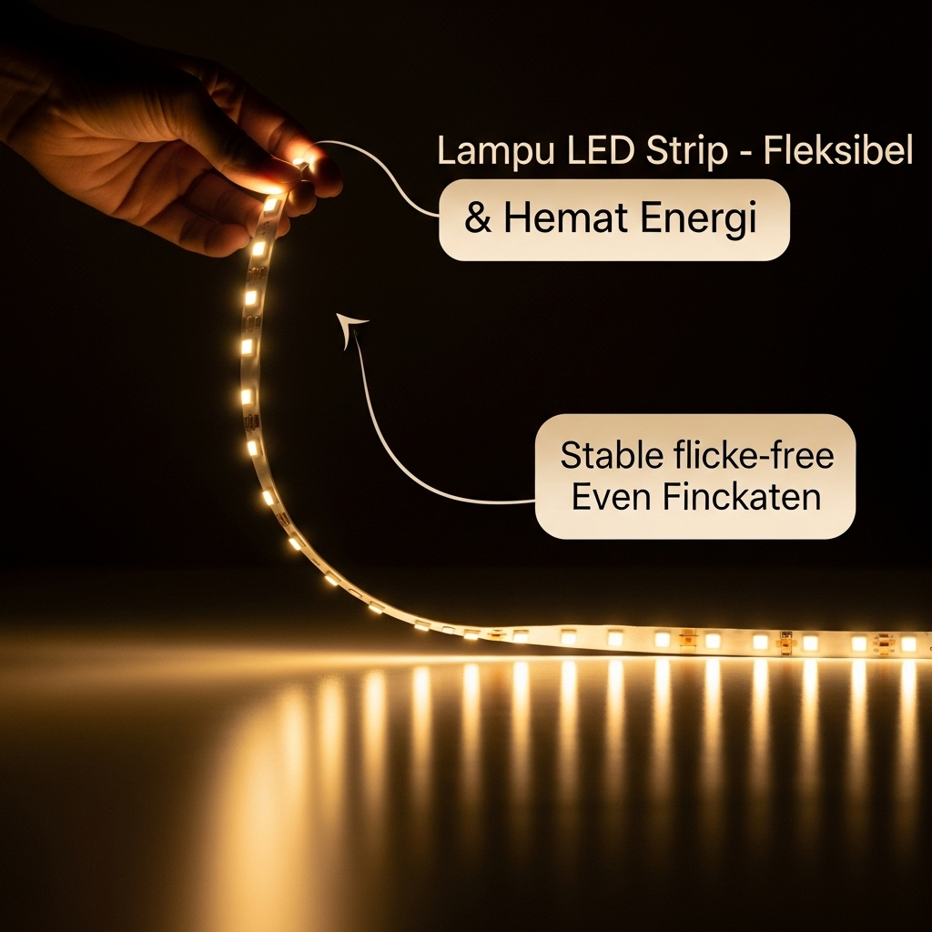 Lampu LED Strip RGB 1 Meter – Fleksibel & Tahan Air, Cocok untuk Kamar, Meja Gaming, Hiasan Dinding