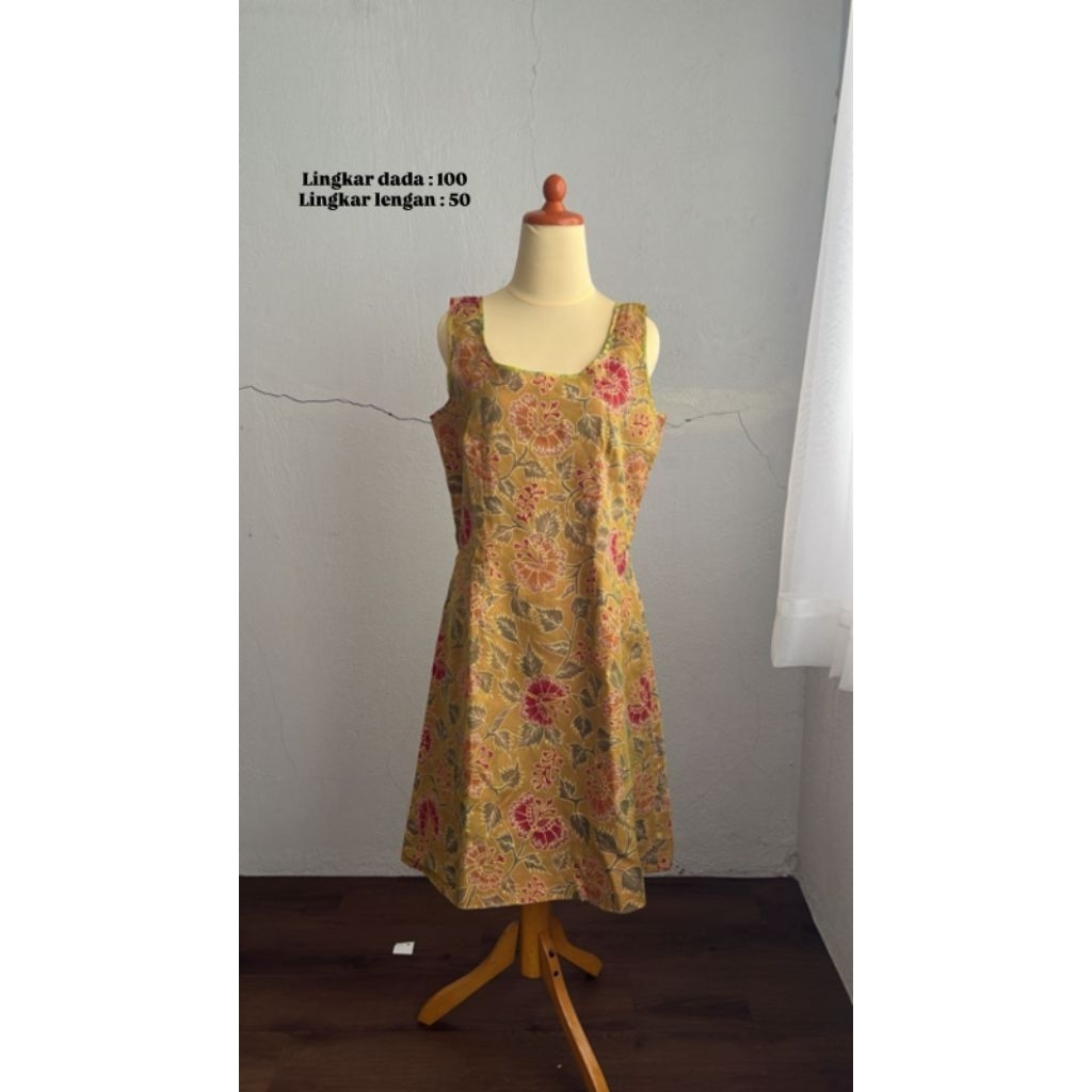 Preloved Sekdress batik tulis hijau alus