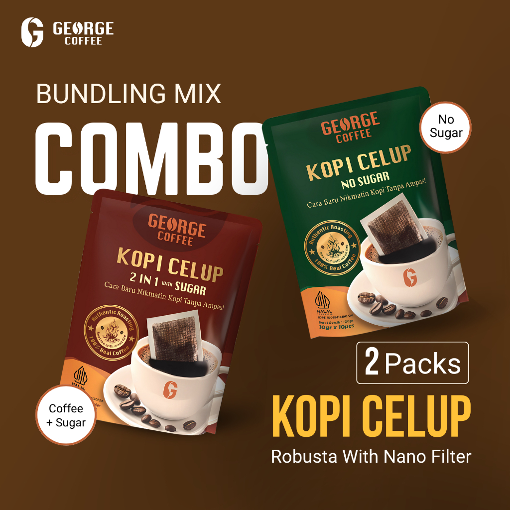 

Kopi Celup Combo Value Buy! 2in1 dan No Sugar Kopi Celup George Coffee.