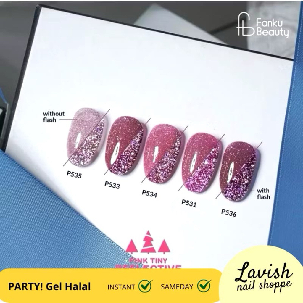 KUTEK PARTY GEL HALAL PINK TINY REFLECTIVE! KUTEK GEL HALAL FLASH