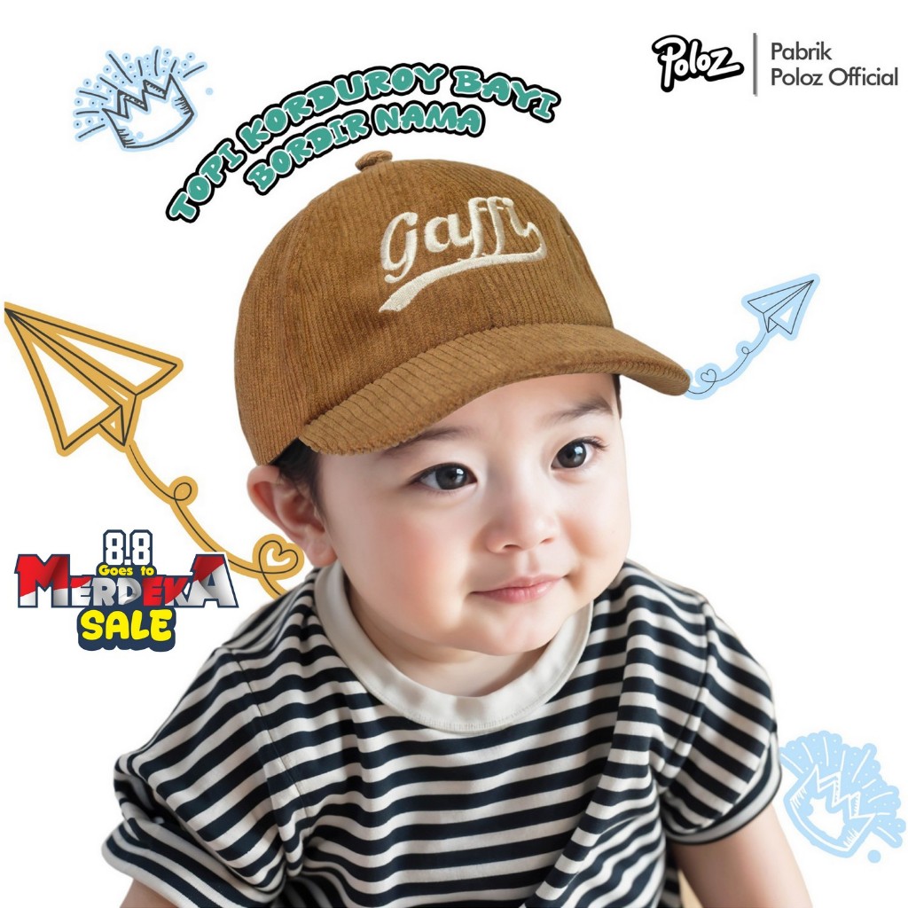 Topi Bayi Corduroy Custom Bordir Nama Premium Topi Anak Corduroy Premium Bordir Nama Topi custom fre