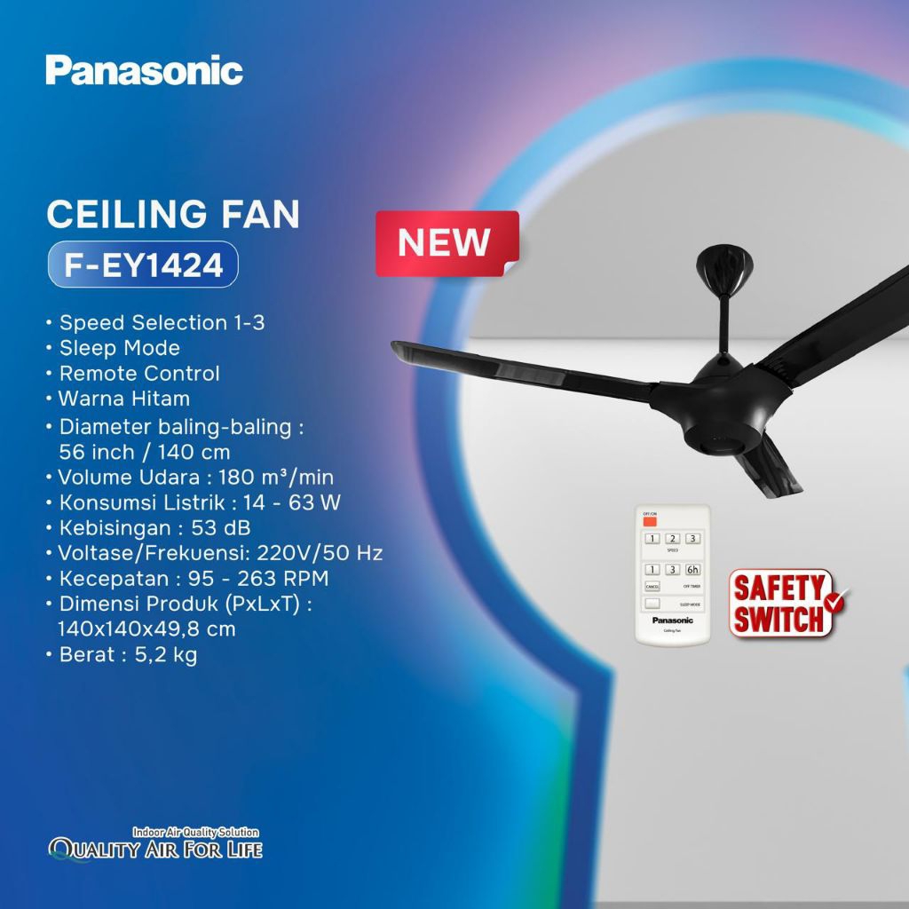 Ceiling Fan Remote Panasonic FEY1424 hitam 56inch