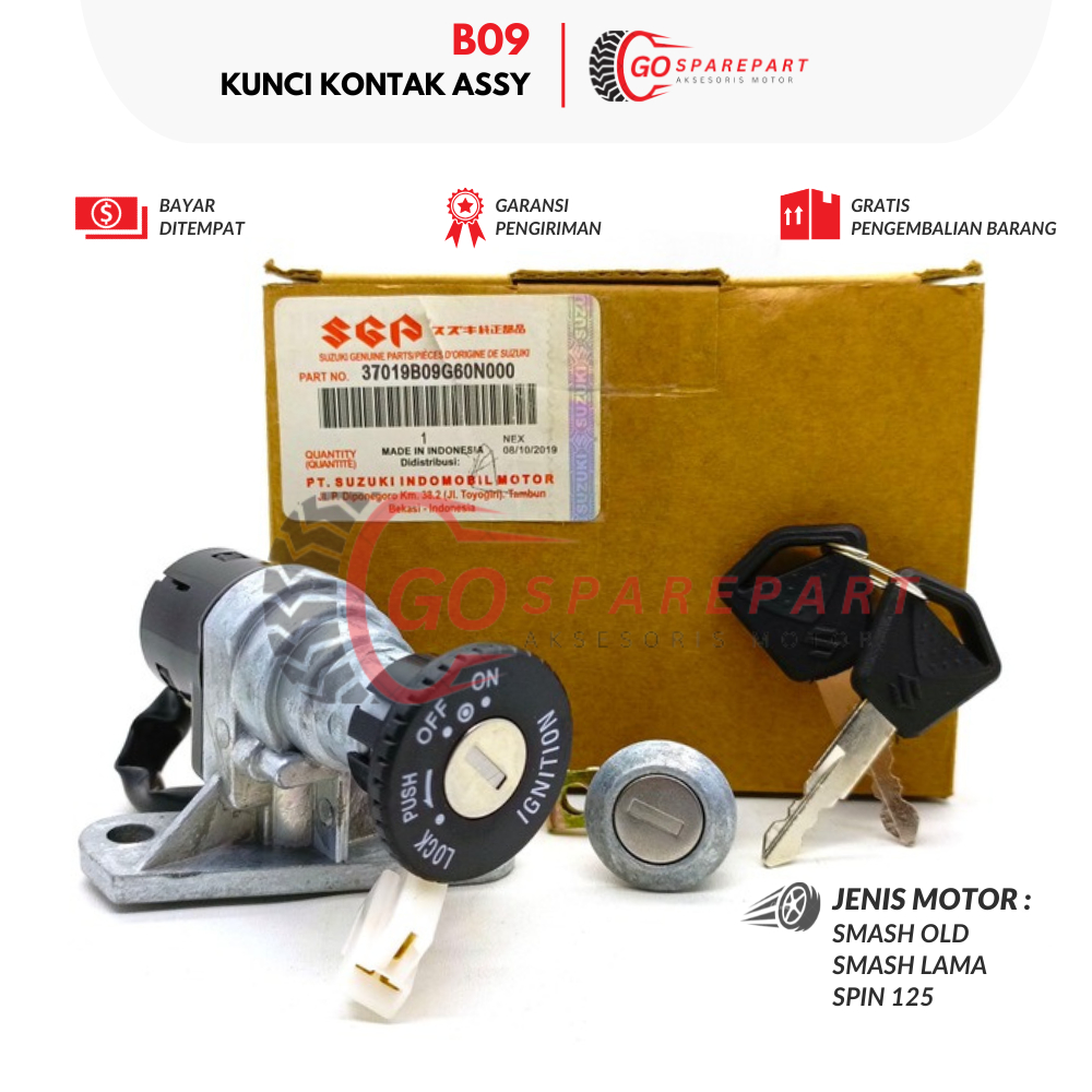 B09 KUNCI KONTAK ASSY MOTOR SUZUKI SMASH / SET KUNCI KONTAK ASSY MOTOR SPIN 125 / RUMAH KUNCI KONTAK