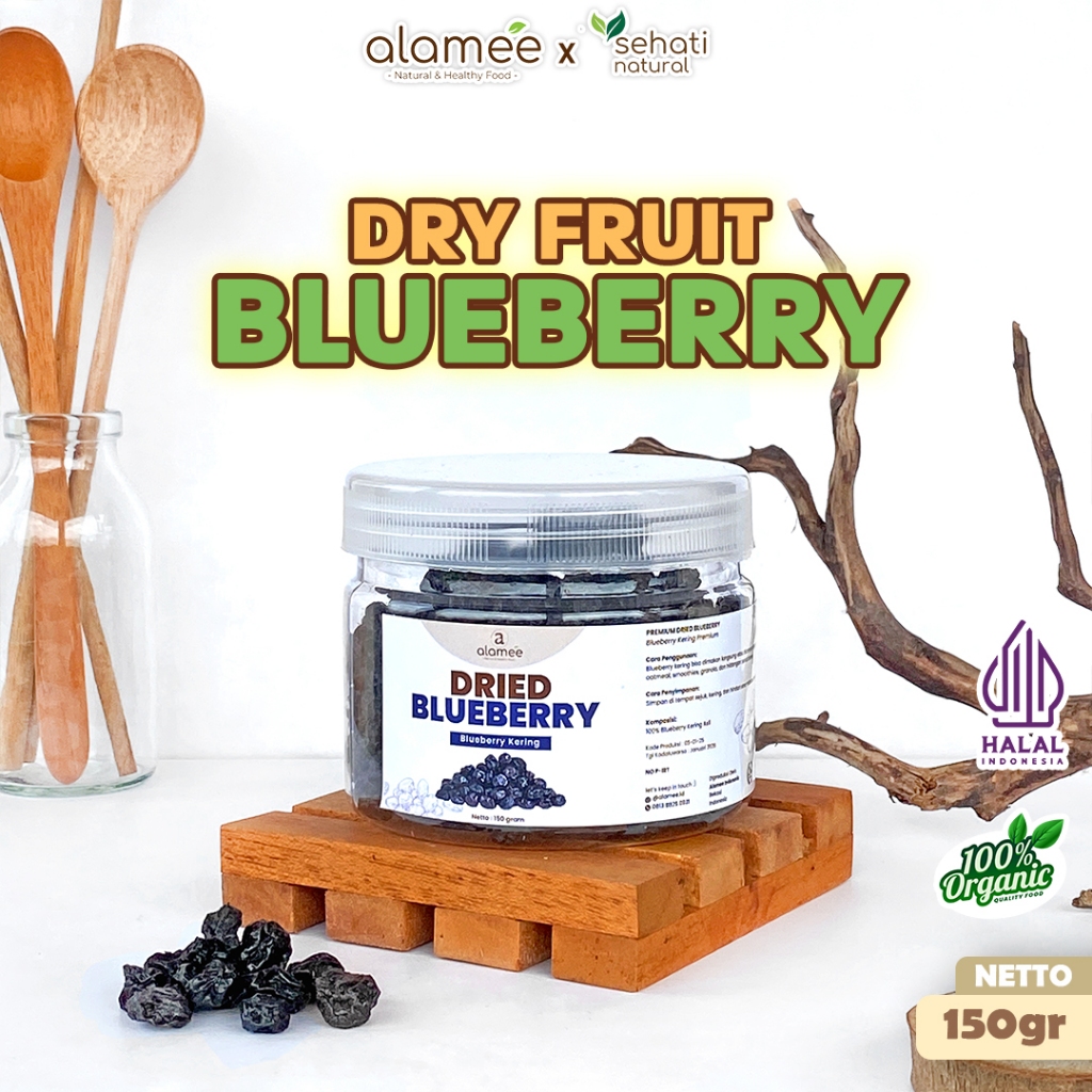 

ALAMEE Blueberry Kering Cemilan Buah Sehat Dried Fruit Blueberry Cemilan Rendah Kalori 150gr
