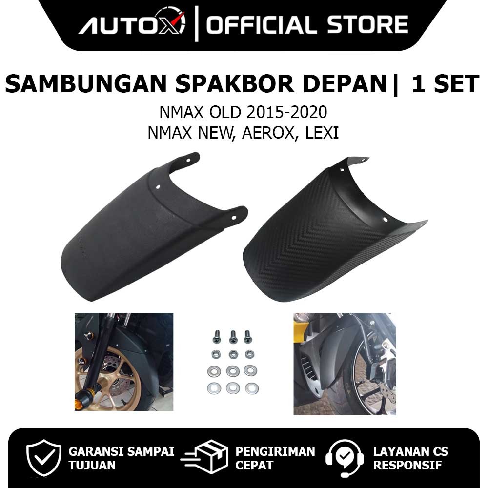Sambungan Spakbor Depan NMAX Old Lama New & Aerox & Lexi Variasi Carbon Karbon & Hitam Polos Mudflap