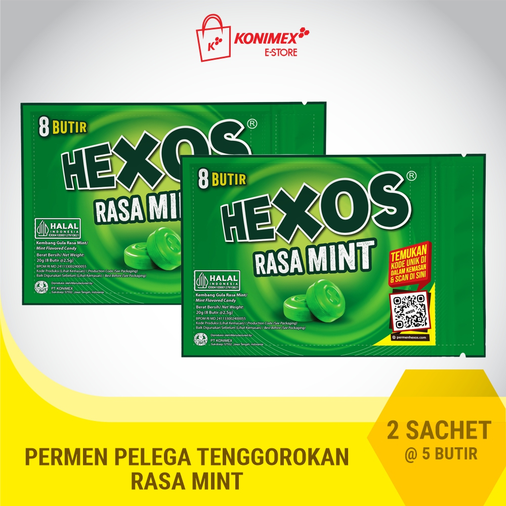 

Hexos Mint isi 8 butir (2 pouch)