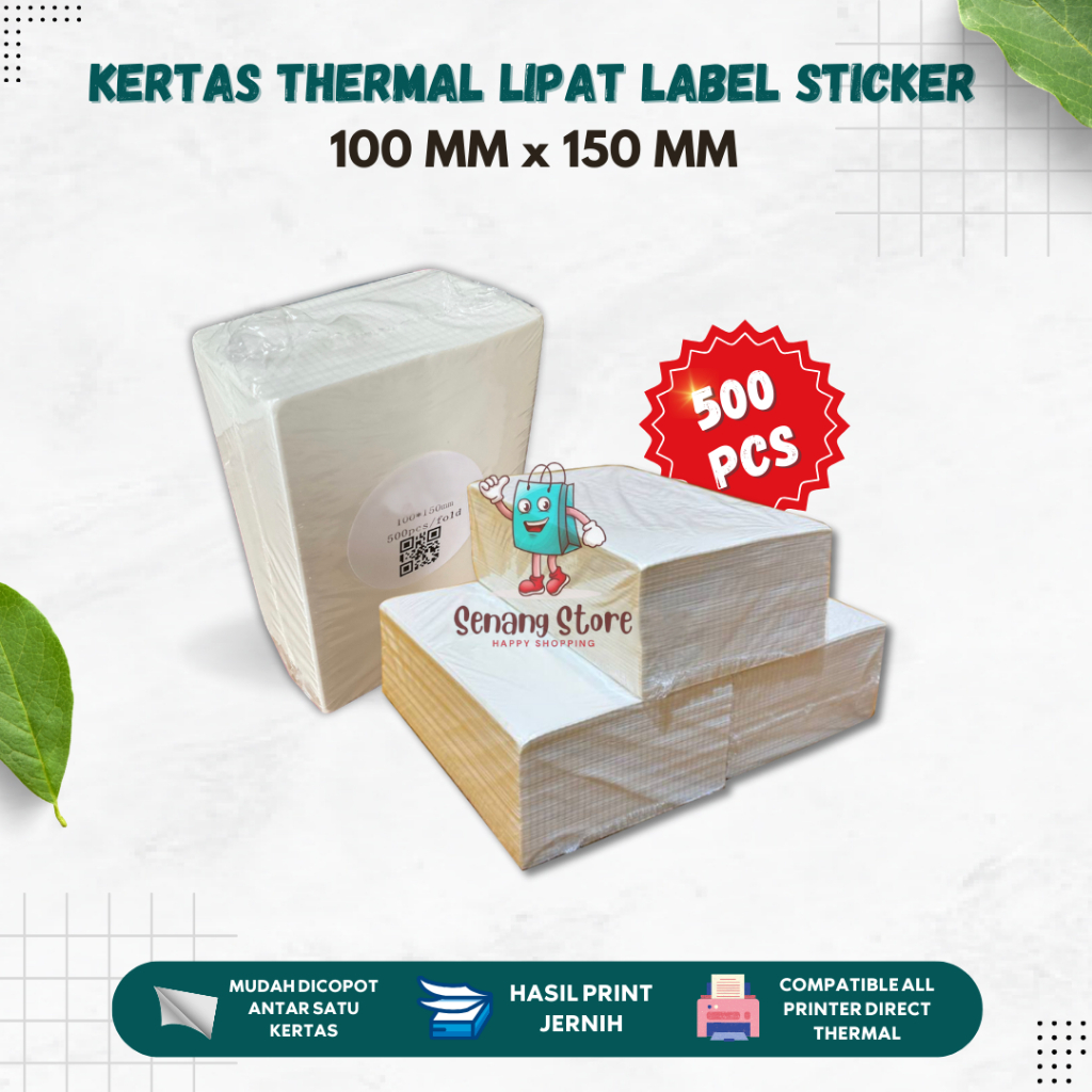 

Kertas Thermal Lipat Label Online Shop 100 X 150 ISI 500 PCS Putih Polos Stiker Barcode Cetak Resi Paket Jualan Olshop Murah