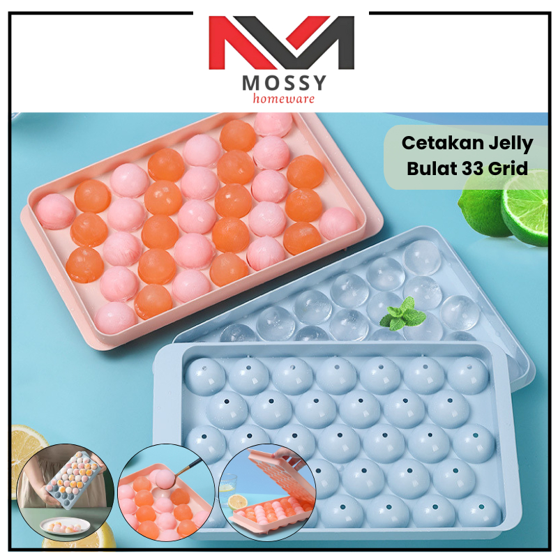 MOSSY Cetakan Jelly Es Batu Bulat 33 Grid Ice Cube Tray BPA Free