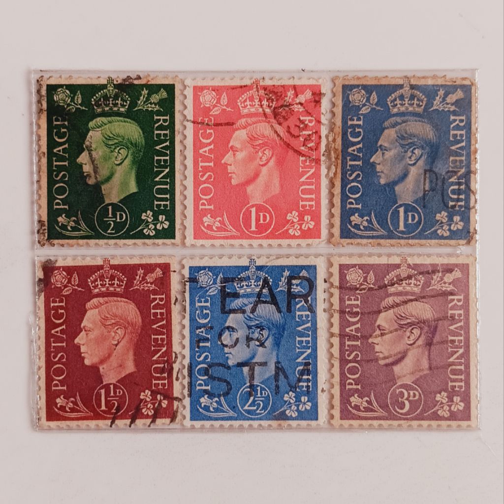 

(AB) Perangko Inggris Britania Raya Tahun 1937 - 1939 Seri King George VI Set 6 pcs