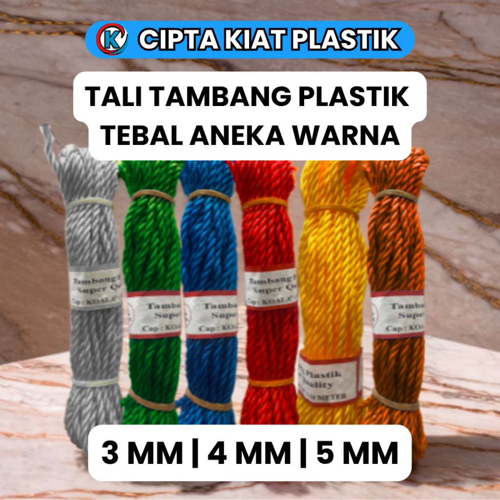 

TALI TAMBANG PLASTIK KUALITAS PREMIUM MEREK KOALA 3 MM 4 MM 5 MM | PANJANG 10 METER
