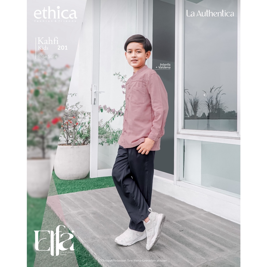 Terbaru Ethica Koko Anak Kahfi Kids 201 Rose Slate Lengan Panjang Set Celana Bordir Karet Elfa 277