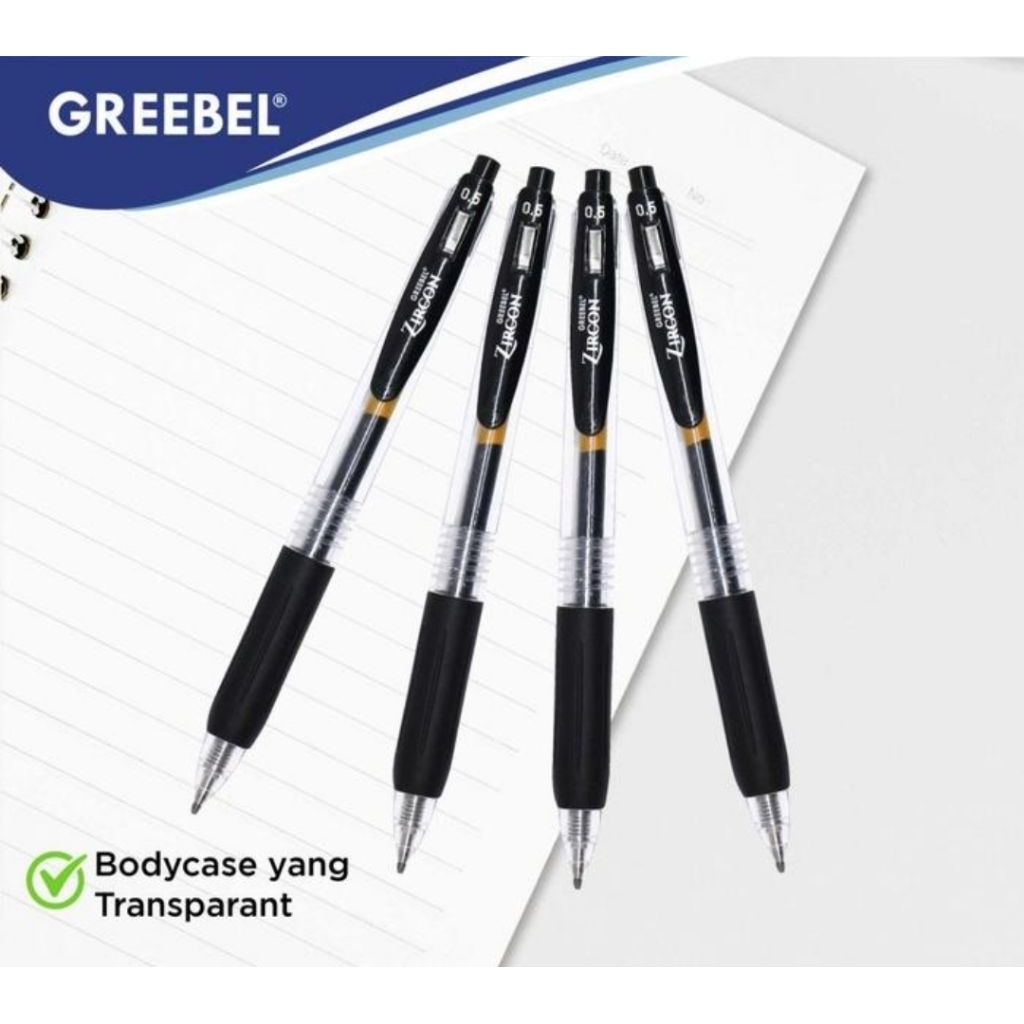 

Greebel pen Gel Zircon GP-509 clicker isi 12 Batang