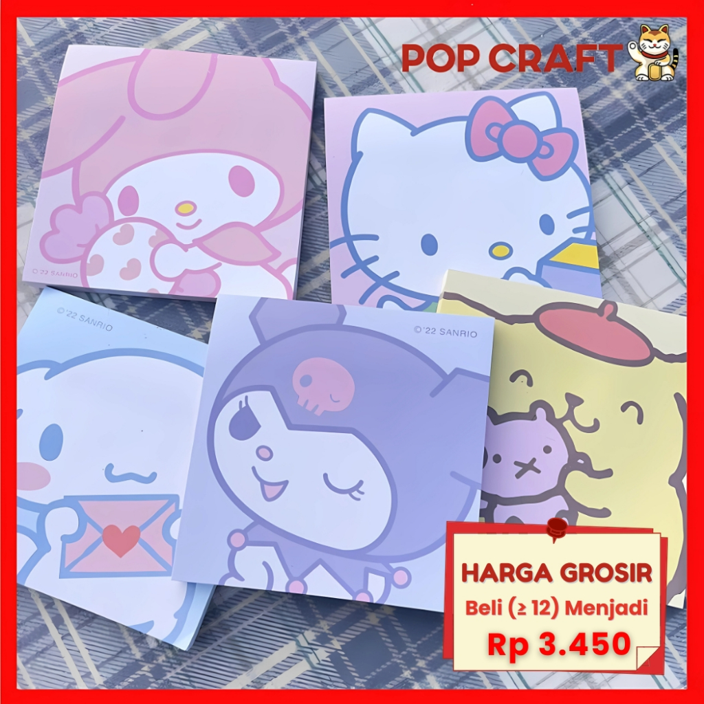 

PC 80 Lembar Sticky Notes Kertas ATK Notepad Alat Sekolah Alat Tulis Memo Karakter Sanrio Lucu MB26
