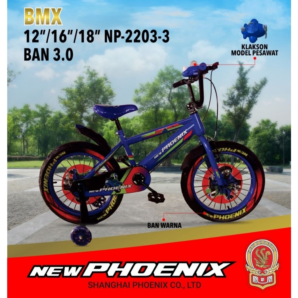SEPEDA ANAK BMX 12/ 16/ 18  NEW PHOENIX NP 2203-3 BAN 3.0