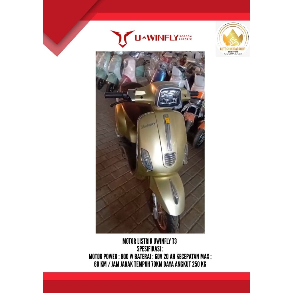 Motor Listrik Uwinfly T3 800 watt New Arrival Versi Vespa Ready Siap Kirim