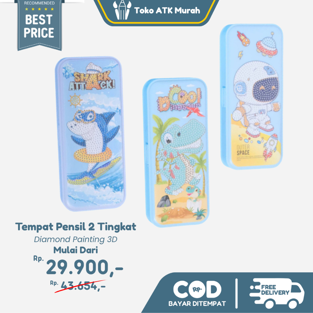 

Pencil Case 2 Tingkat / Kotak Pensil DIY Diamond Painting 3D Premium Tempat Pensil Anak Sekolah