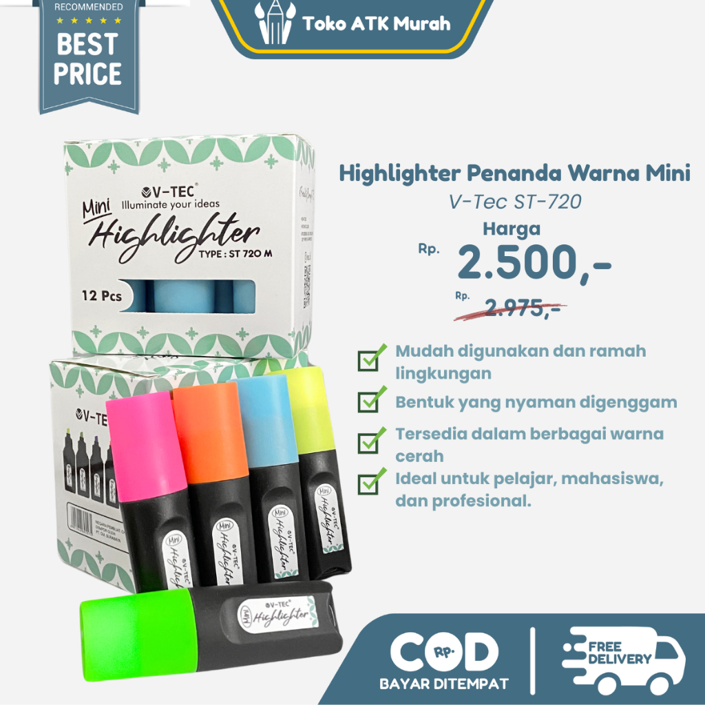 

Highlighter Penanda Warna Mini V-Tec ST-720
