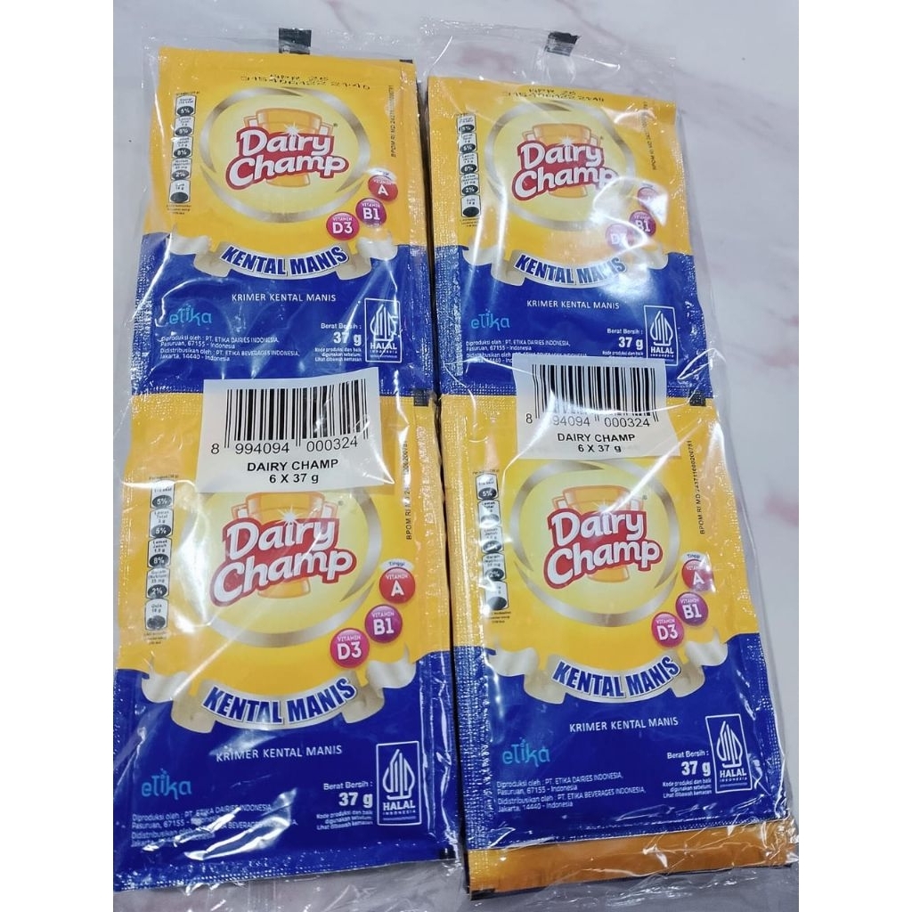 

Susu Kental Manis Dairy Champ Renteng 6 Sachet x 37gr – Krimer Manis Ekonomis