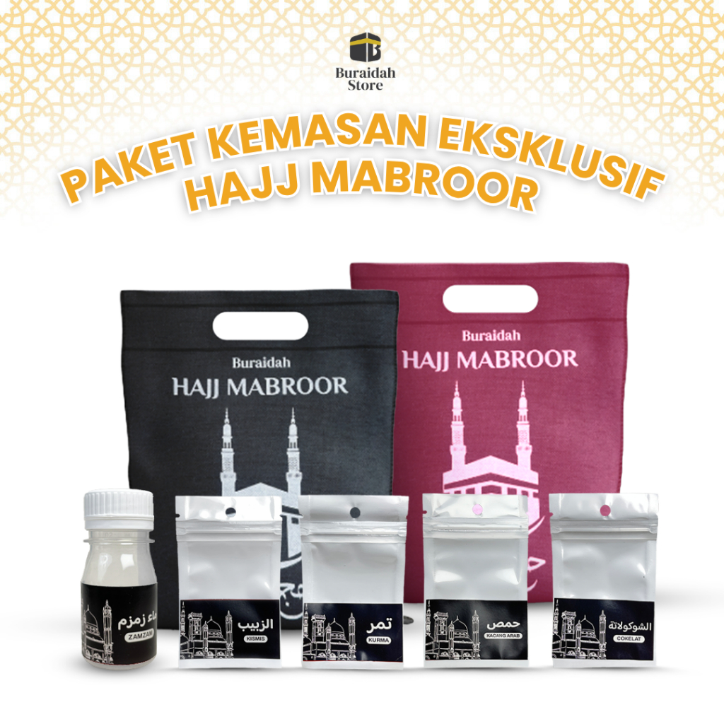 

Paket Kemasan Oleh Oleh Haji Umroh Motif Hajj Mabroor Kabah Tas Hadiah Spunbond Hampers Unik Botol Zamzam Plastik Klip Isian Snack Ekslusif