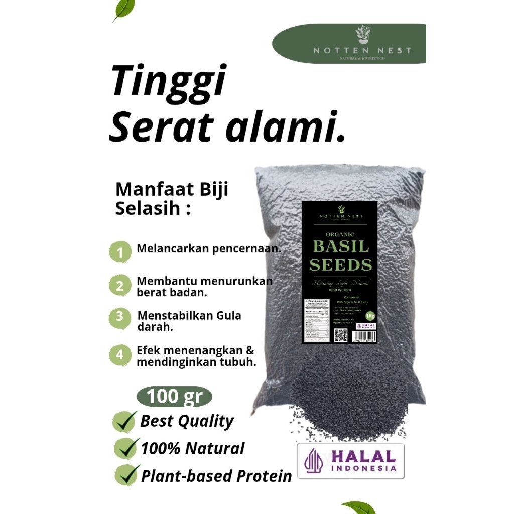 

Biji Selasih 100gr | Basil Seeds Premium Organik | Praktis untuk minuman & Diet