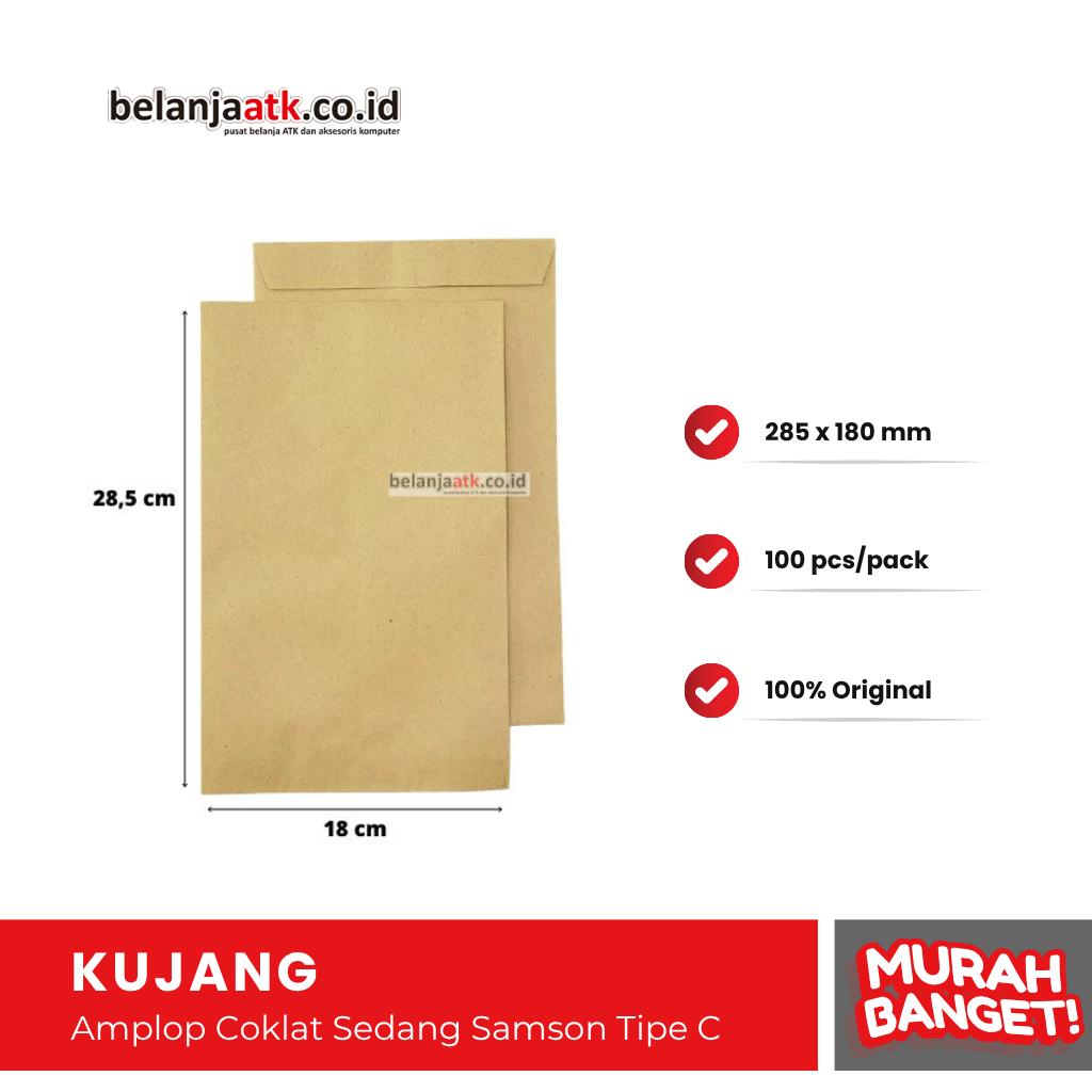 

Amplop Coklat Sedang Samson Tipe C 285 x 180 mm / Amplop Dokumen