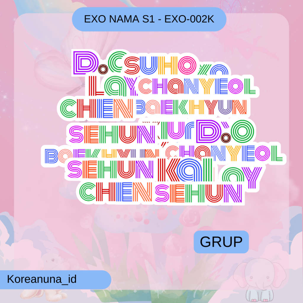 Sticker Kpop Exo Nama Member Chibi Anime Lucu Aesthetic Stiker Deco Laptop Hp Toples Buku Note Murah