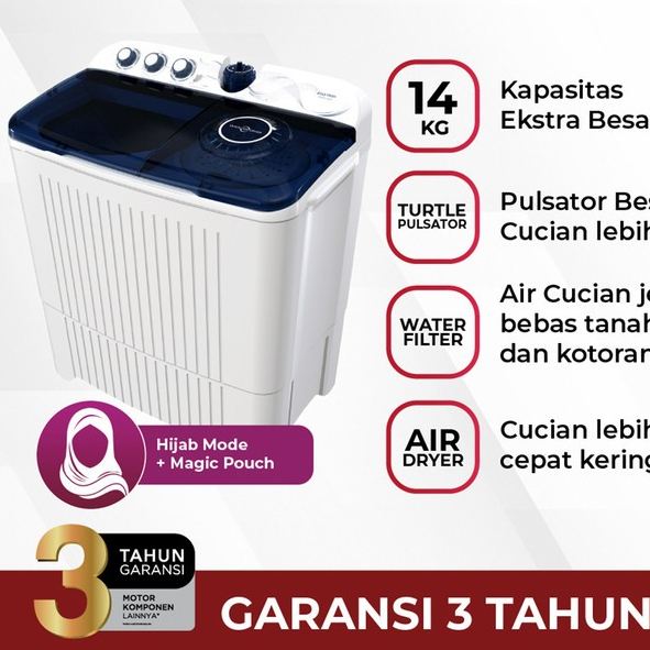 POLYTRON PWM-1403 MESIN CUCI 14KG GIANT SERIES HIJAB - SELURUH INDONESIA