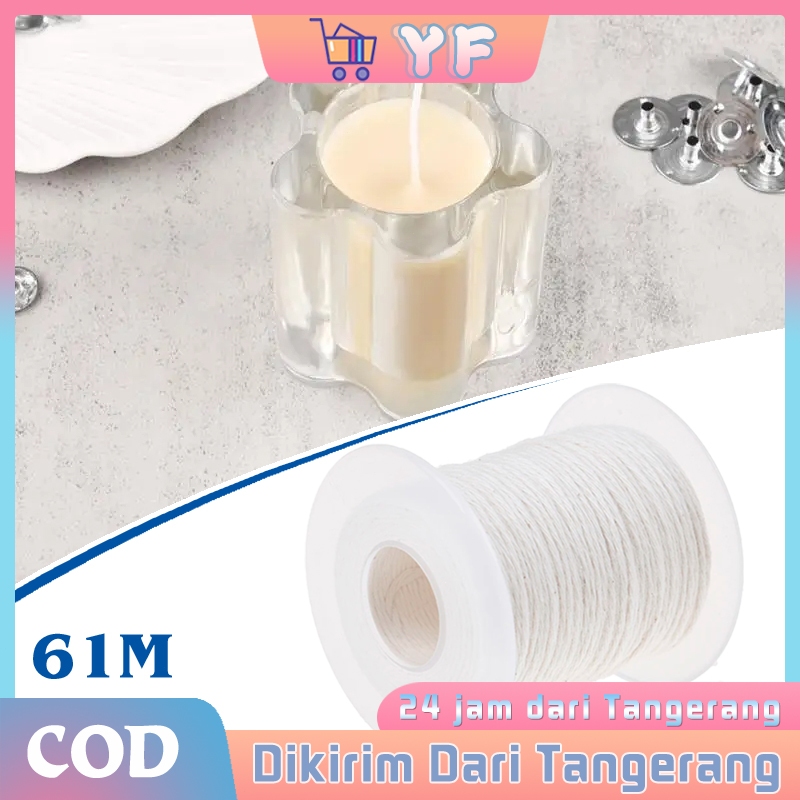 61m Lilin Sumbu Tenun Katun DIY Tali Sumbu Lilin Buatan Tangan