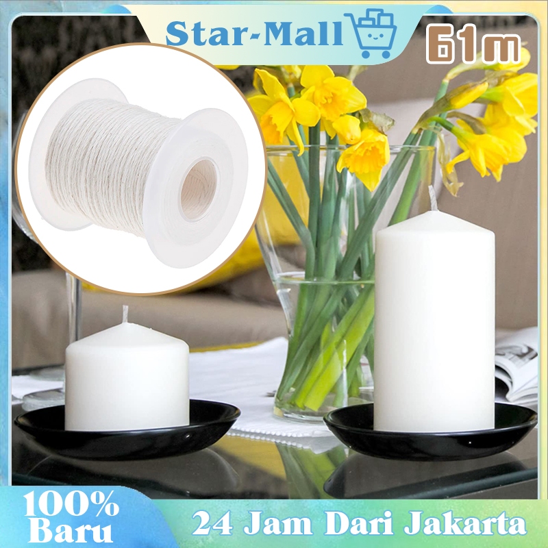Bahan Katun Sumbu Lilin 61m DIY Tali Sumbu Lilin Buatan Tangan