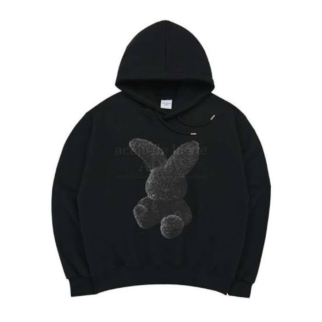 [100% ORIGINAL] ADLV FUZZY RABBIT HOODIE - BLACK SIZE 2