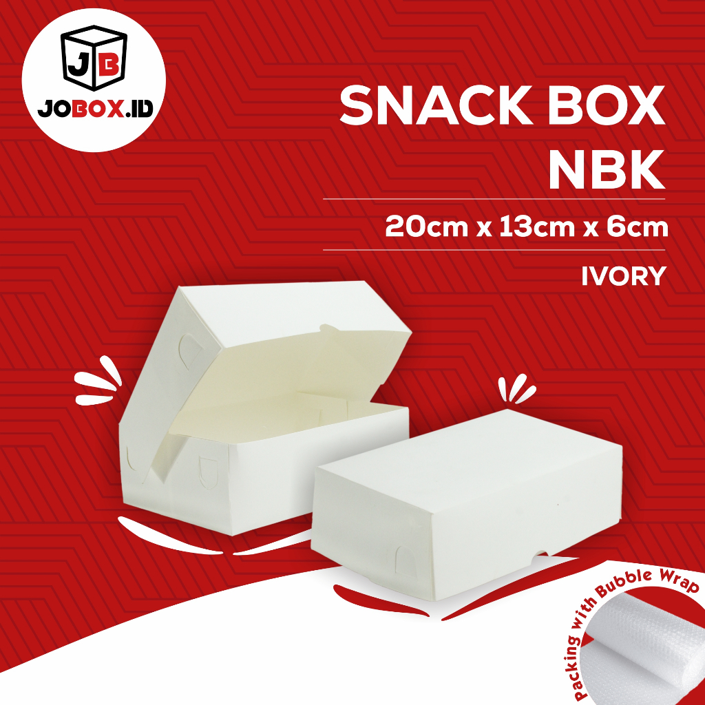 Kotak Snack Box NBK IVORY Food Grade Tebal / Snack box Kue Besar / Kardus Kue  / Kemasan Kue / box c