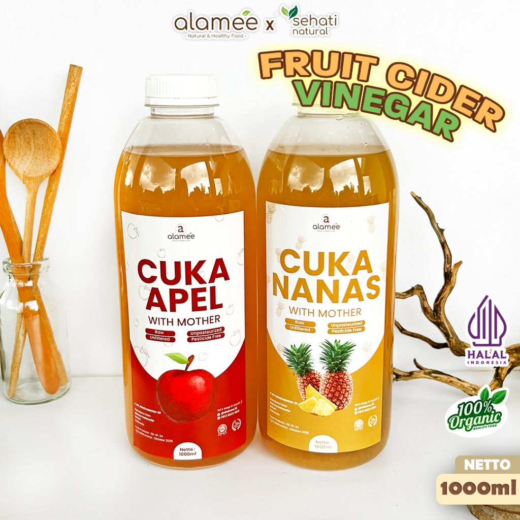 

ALAMEE Cuka Apel Nanas Original Vinegar With Mother Premium Organik Pine Apple Cider Vinegar 1 liter