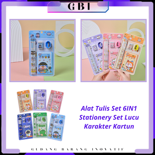 

GBI Alat Tulis Set 6IN1 Stationery Set Lucu Karakter Kartun 6 IN 1 Perlengkapan Sekolah Anak-Anak TK Souvenir Ulang Tahun Anak Alat Tulis Birthday Souvenir Hampers
