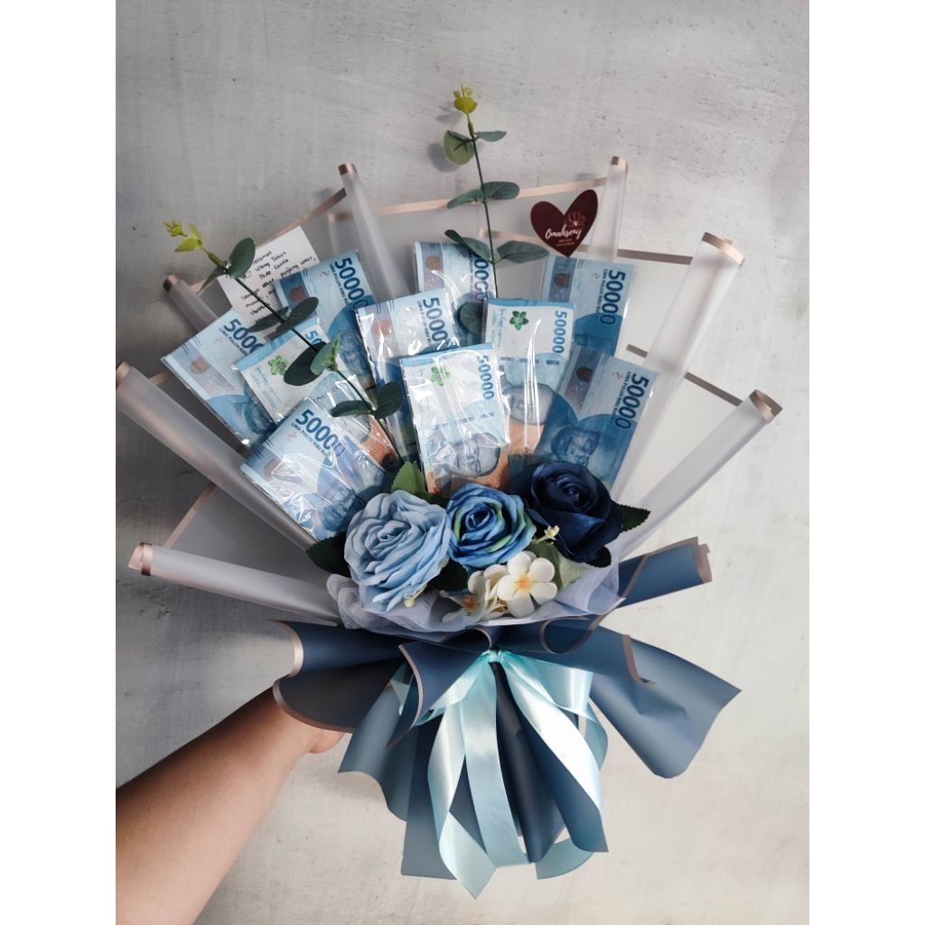 Buket uang mainan 10 lembar, kerangka bucket, wisuda, Mahar nikah, buket valentine, buket uang, buke