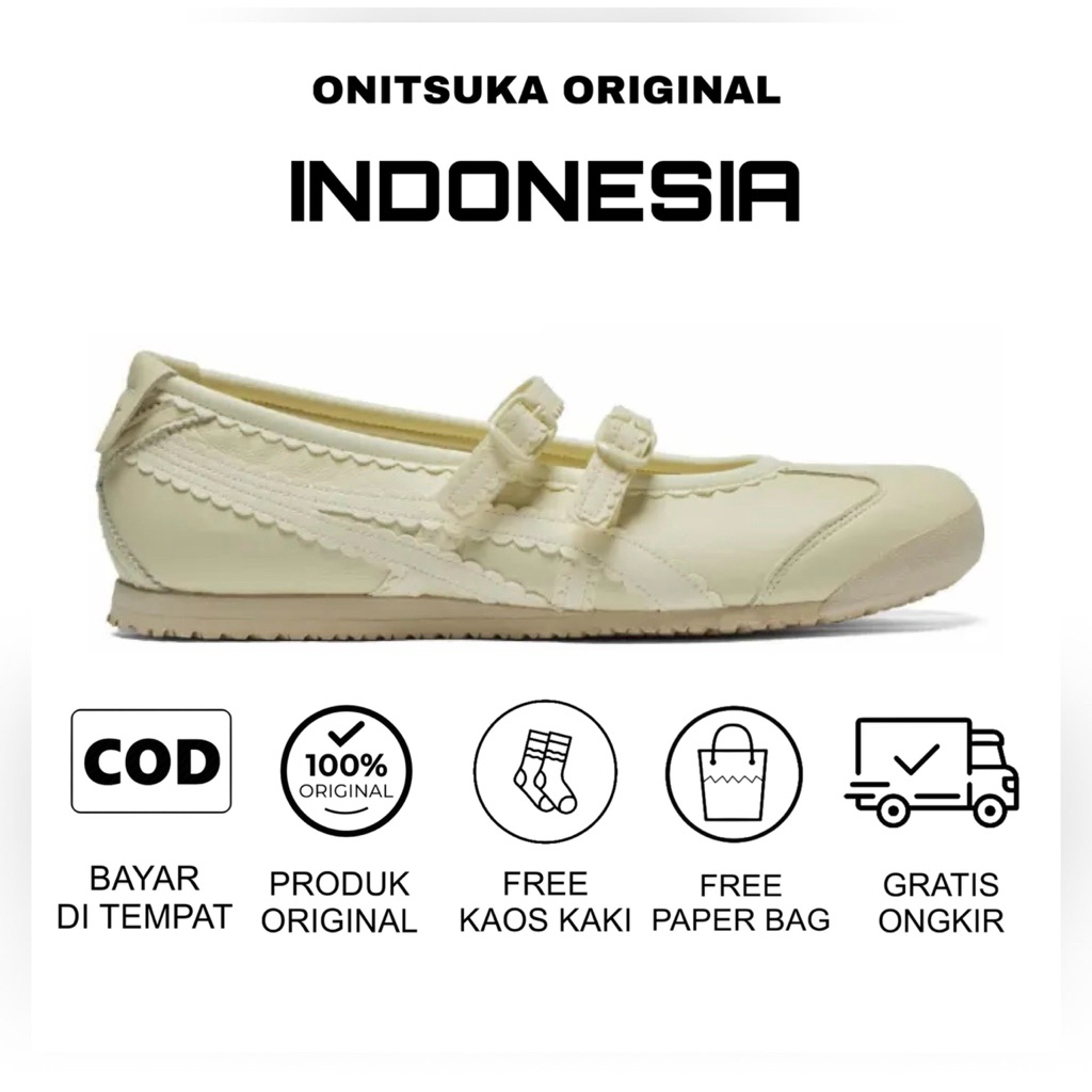 Sepatu Onitsuka Tiger Mexico 66 TGRS Cream / Sepatu Wanita / Sandal Wanita / Sneakers Wanita