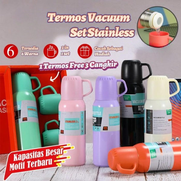 Vacuum Set Termos Sultan Vacuum Flask Set Gift Box Hampers Gelas Cangkir Set 500ml