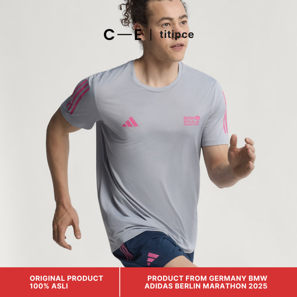 Adidas Men Running BMW Berlin - Marathon 2025 Finisher Tee Top Germany Climacool