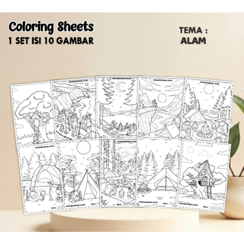 

(A4) KERTAS MEWARNAI ANAK - COLORING SHEETS SERIES 2 TEMA ALAM - LEMBAR MEWARNAI ANAK PAUD/TK/SD