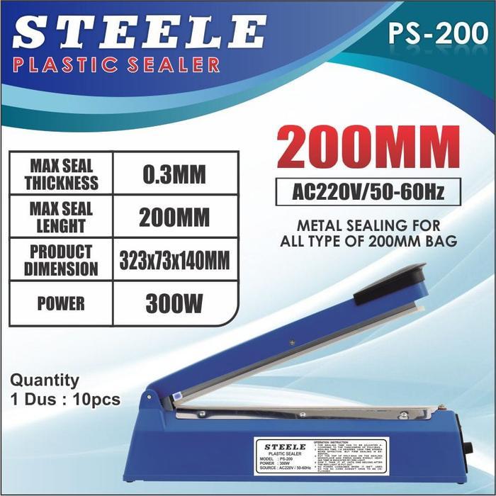 HAND SEALER/ IMPULSE SEALER/ ALAT PRESS PLASTIK STEELE PS-200 (20 CM)