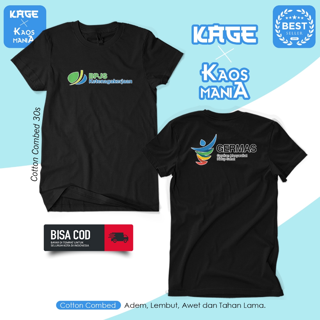Kaos Distro Pria BPJS KETENAGAKERJAAN GERMAS Kaos Street Pria Distro BERGAYA STORE