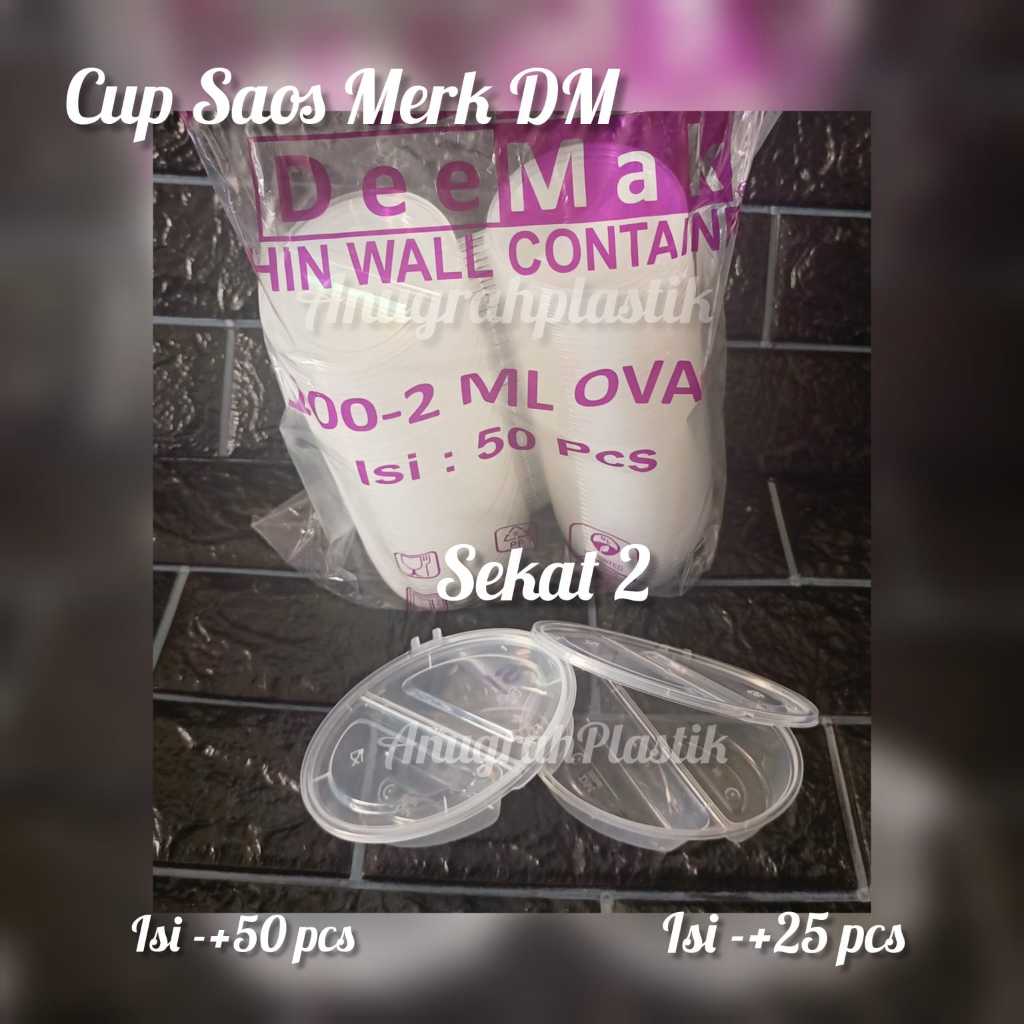 Cup Saos 100 ml Oval Merk DM / Cup Saos 100-2 DM / Cup Saos Sekat 2 Per Pack