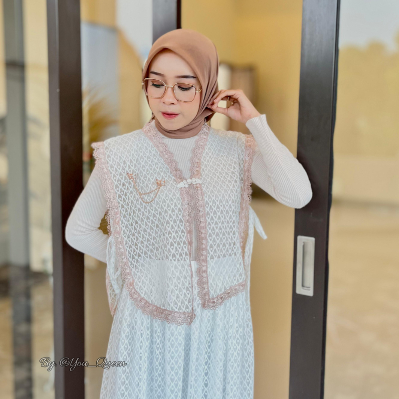 VEST AURA OUTER BRUKAT KEKINIAN ROMPI Muslim Wanita Baju Motif Atasan Panjang Cantik Dress Kondangan