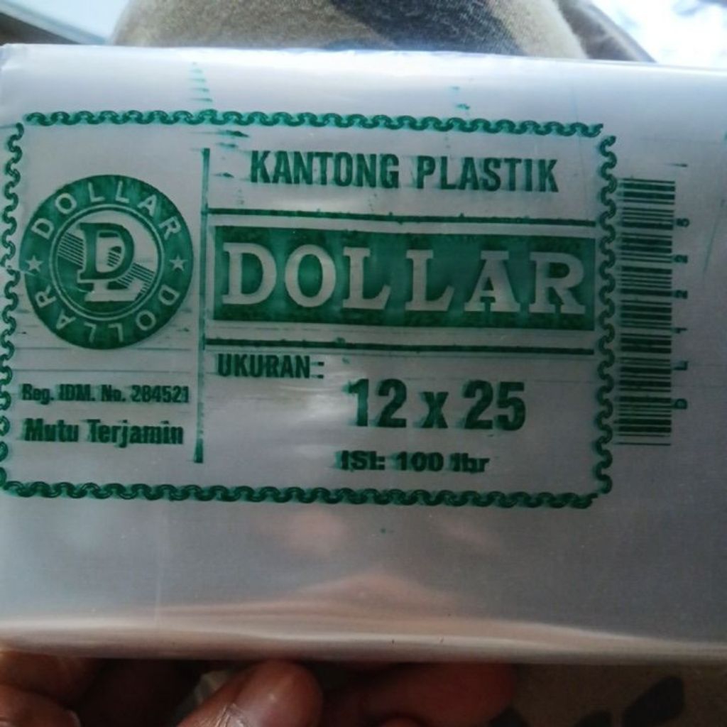 plastik dollar 12x25 isi 100 lbr