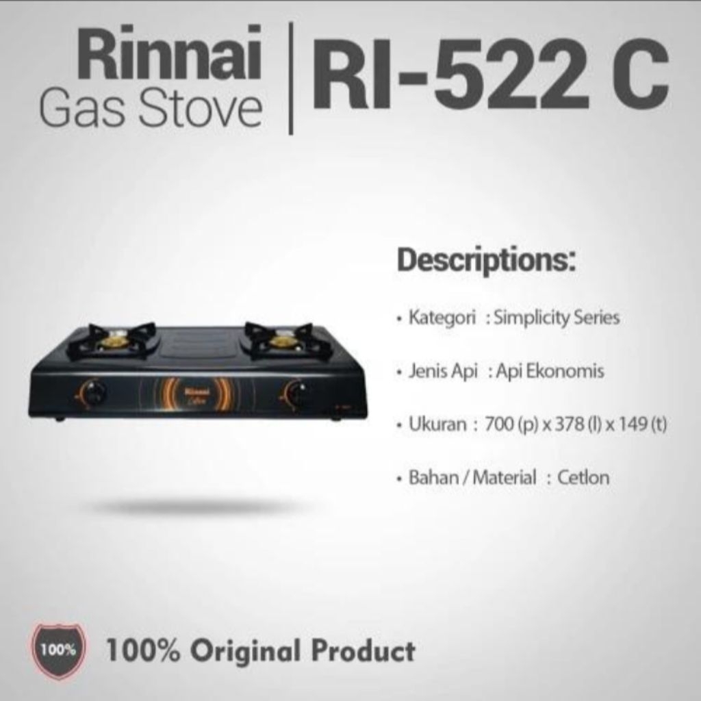 BATAM - RINNAI RI522C RI 522 C kompor gas 2 tungku cetlon classic
