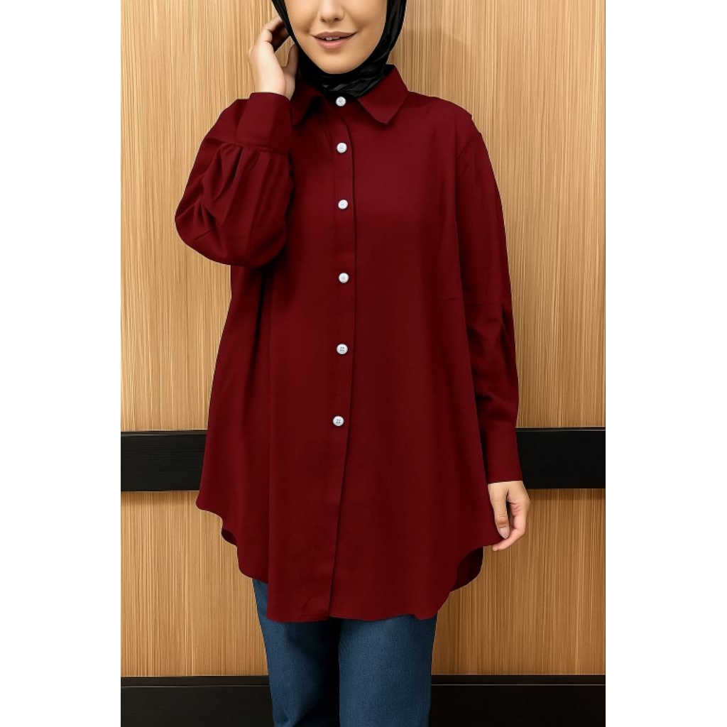 FLORIA TUNIK POLOS WANITA /RAYON TWIL KANCING FUL AKTIF