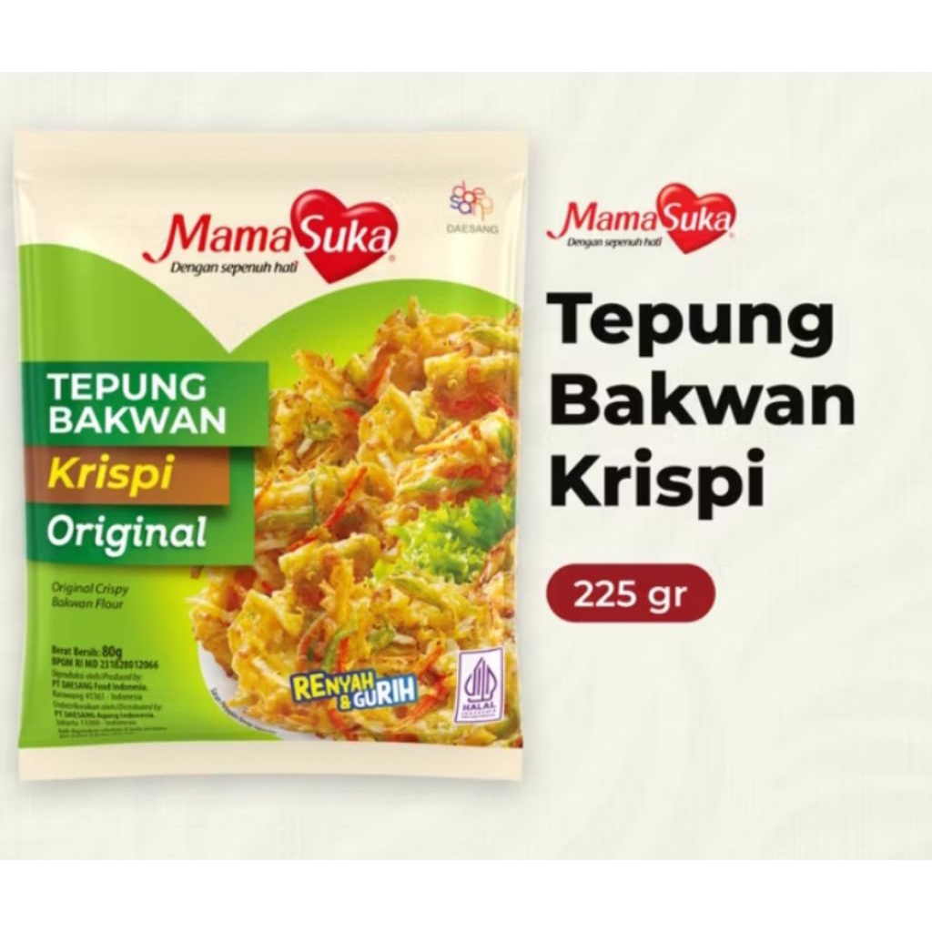 

Promo tepung bakwan Krispy mamasuka 225gram. 4 pcs