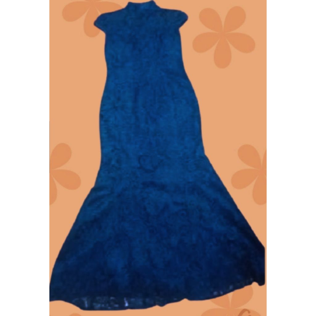 Gaun wanita Import Pesta Gaun maxi dress Shanghai biru