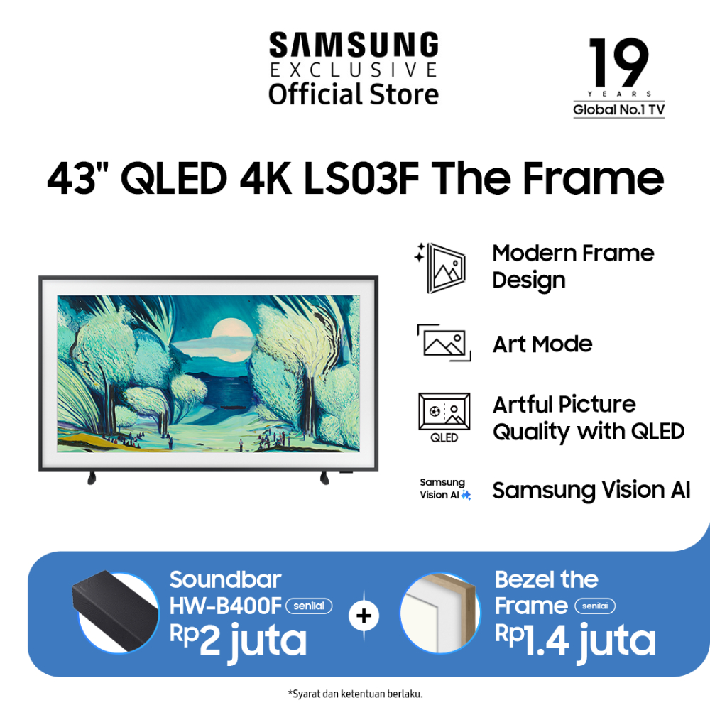Samsung Smart TV 43" QLED 4K The Frame LS03 | Art Mode | Samsung Vision AI | QA43LS03FAKXXD
