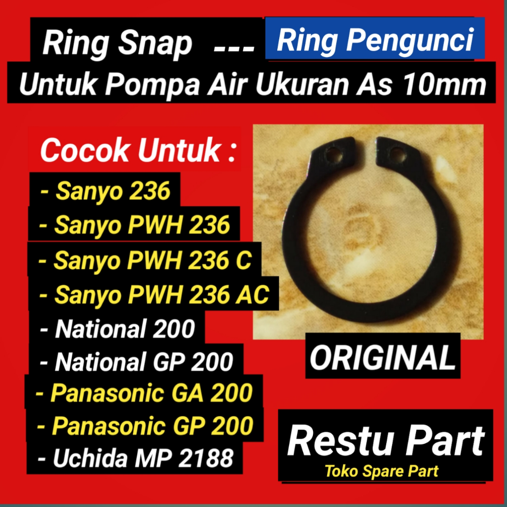 Snap Ring Untuk Pompa Air - Sanyo - National - Uchida - Panasonic - As 10mm