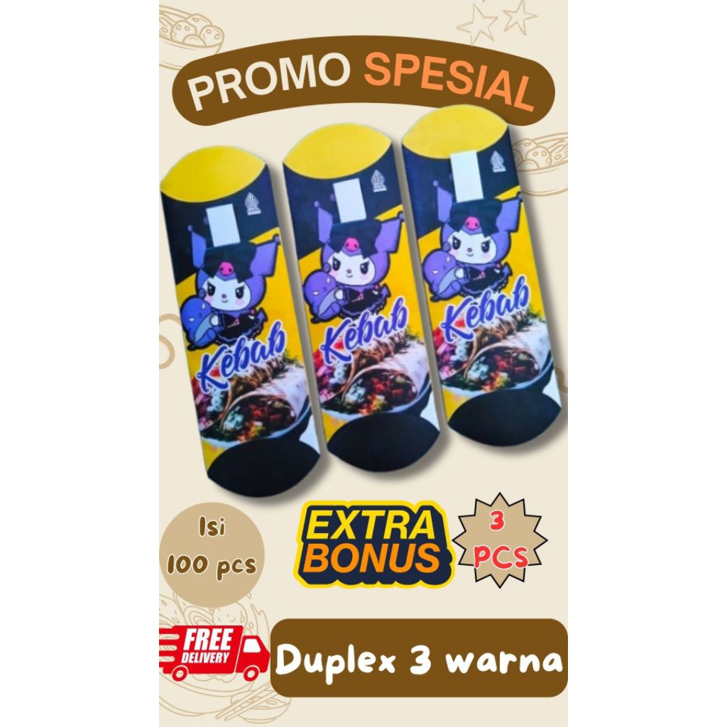 

Bungkus || Kemasan || Wadah Kebab tarikan isi 50 Pcs tahan Minyak, Bahan Duplex ( 24 x 9 cm )